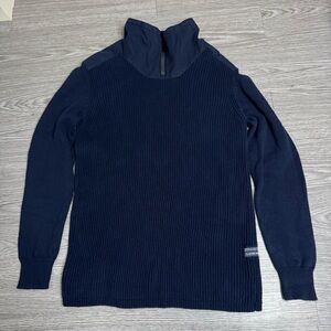 G-Star RAW Sweater Mens Sz Large 1/4 Zip Pullover Knit Navy Blue